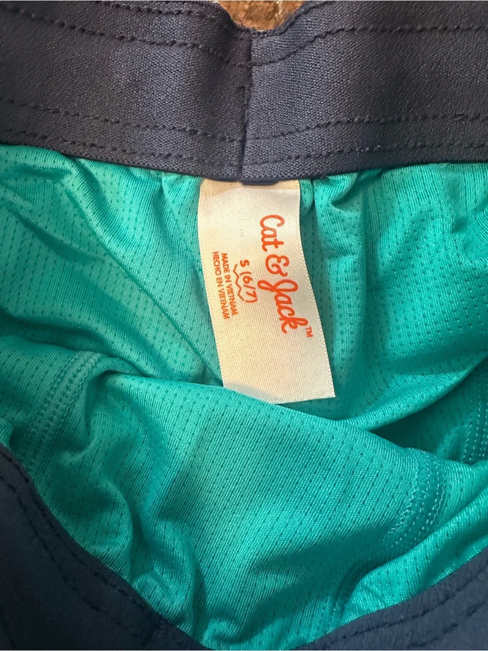 Cat & Jack Teal and Navy Shark Swim Trunks